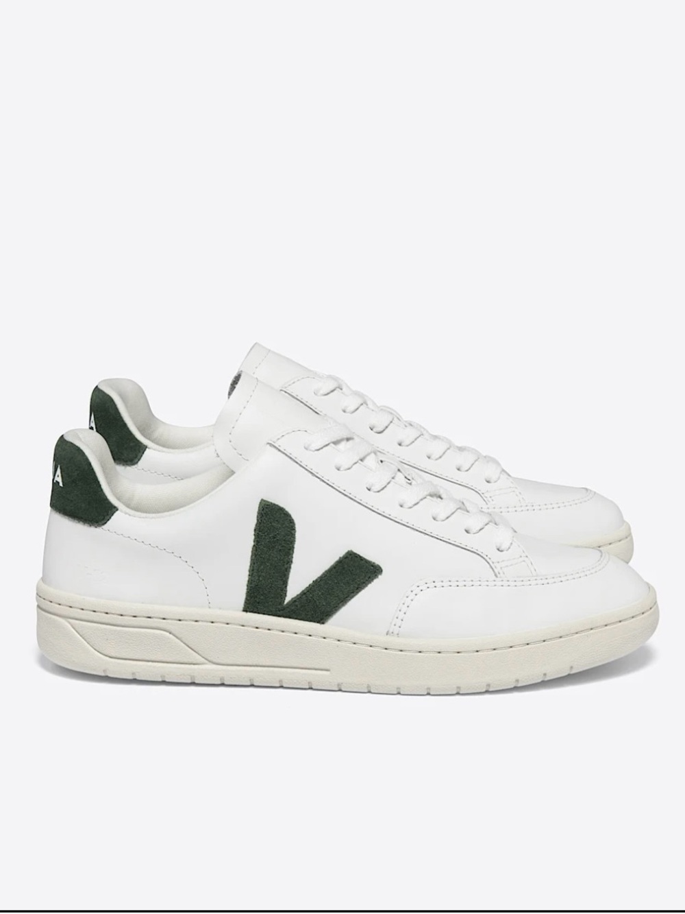Veja Women’s White Leather Sneakers with Green V Logo